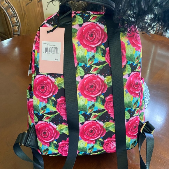 Juicy Couture Black Multi Rose Good Sport Backpack NWT - Picture 8 of 15